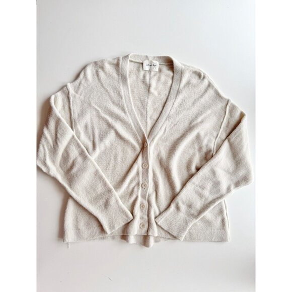 Aritzia WILFRED FREE Hush Knit Ivory Oversized V-Neck Cardigan Sweater, Size XS - Picture 9 of 16
